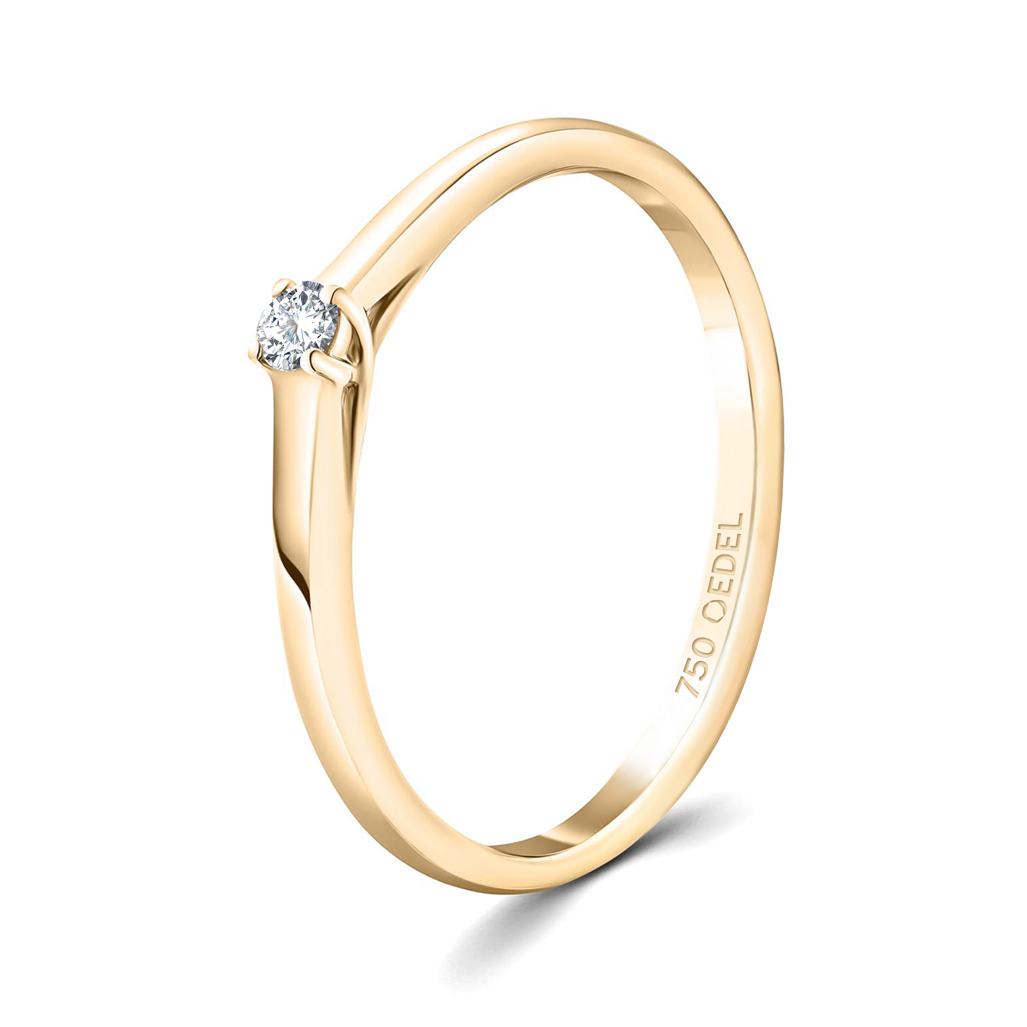 0,05 Karat Diamant Verlobungsring, Gelbgold 750 / 18K, Weite 51 mm, Gewicht ca. 1.86 g.