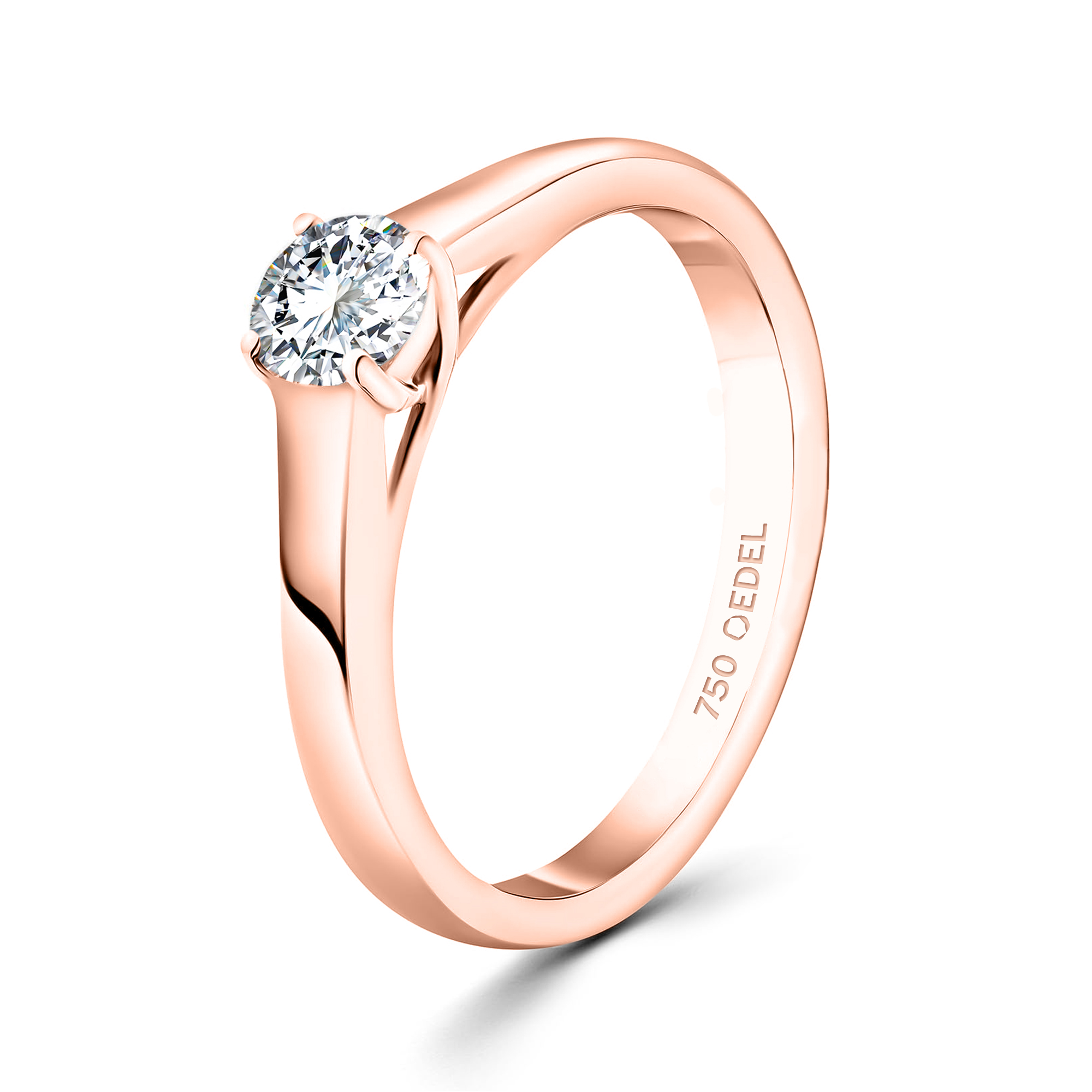 0,40 Karat Diamant Verlobungsring mit GIA Zertifikat, Rotgold 750 / 18K, Breite 1,7 mm,Weite 56 mm, Gewicht ca. 3.41 g.