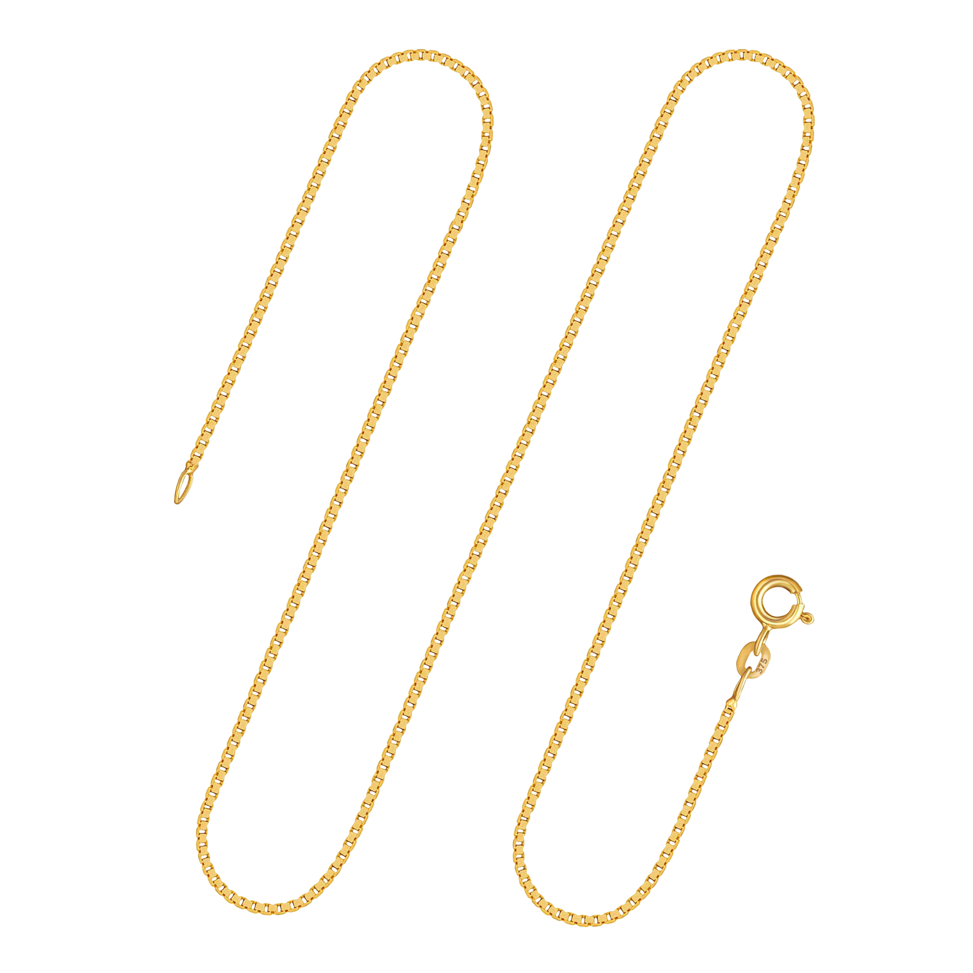 Goldkette als Venezianerkette in Gelbgold 375 / 9K, 40 cm lang, 1,2 mm breit, Gewicht ca. 3.1 g.