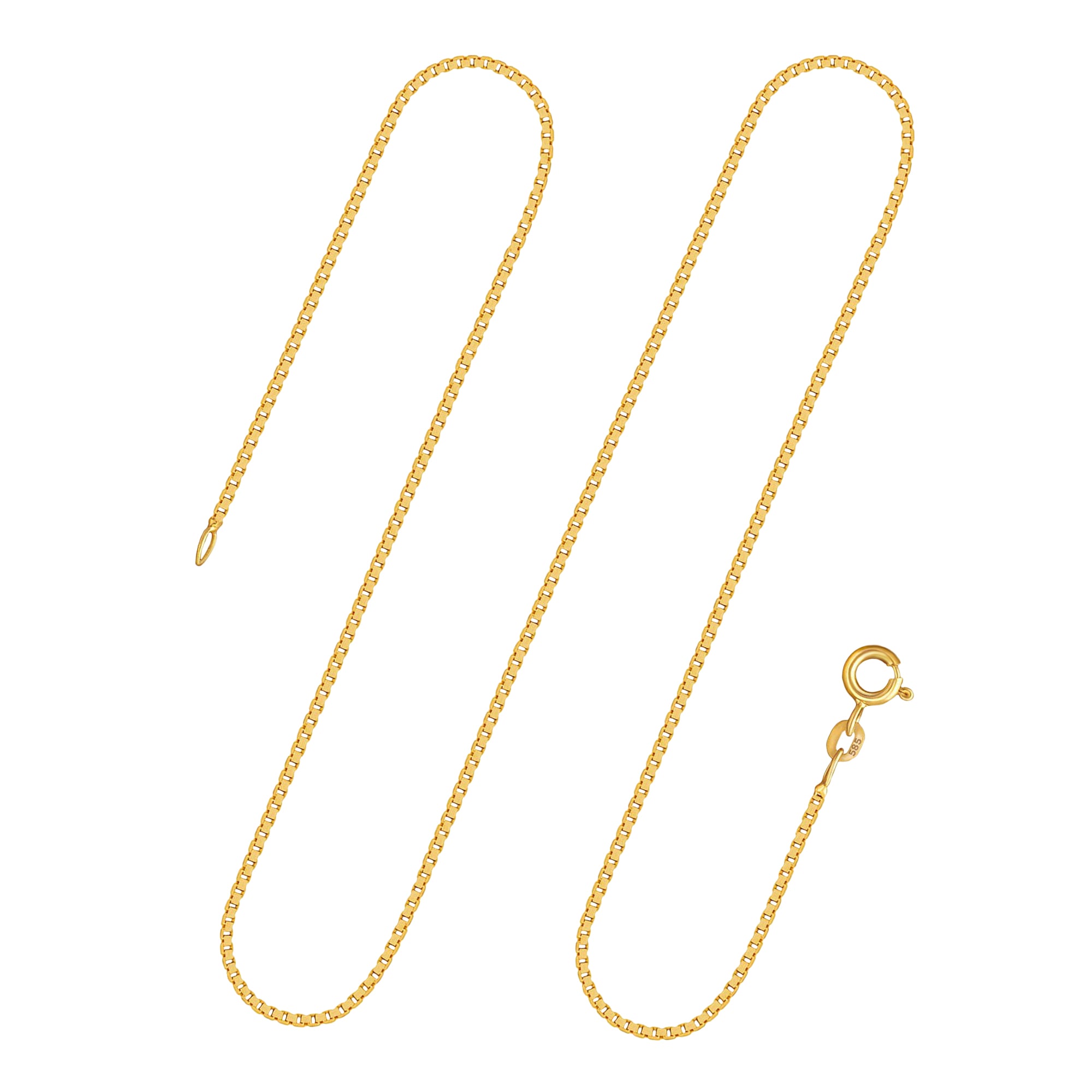 Goldkette als Venezianerkette in Gelbgold 585 / 14K, 40 cm lang, 1,2 mm breit, Gewicht ca. 4 g.