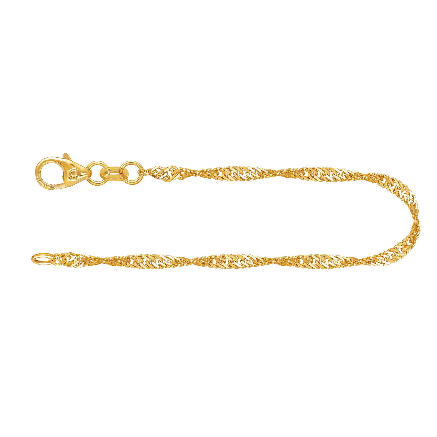 Armband als Singapurkette in Gelbgold 585 / 14K, 18,5 cm lang, 2,2 mm breit, Gewicht ca. 1.8 g.