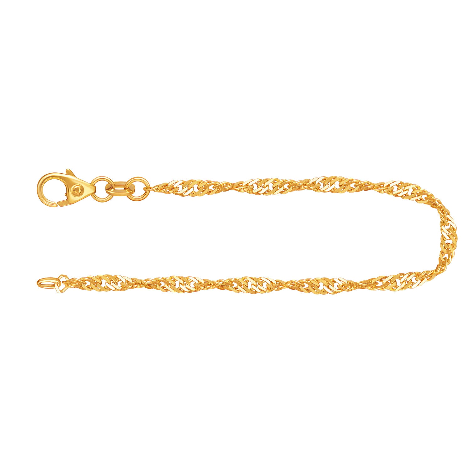 Armband als Singapurkette in Gelbgold 375 / 9K, 20 cm lang, 2.4 mm breit, Gewicht ca. 1.8 g.