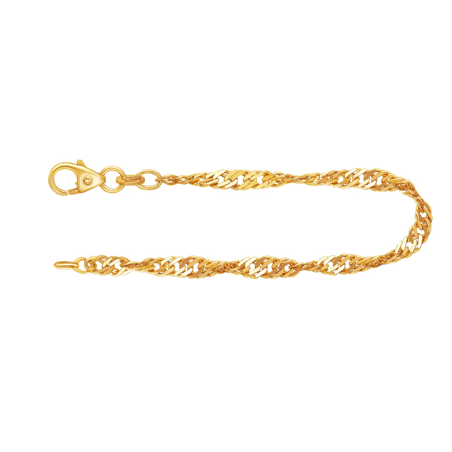 Armband als Singapurkette in Gelbgold 375 / 9K, 19 cm lang, 2,9 mm breit, Gewicht ca. 2.5 g.