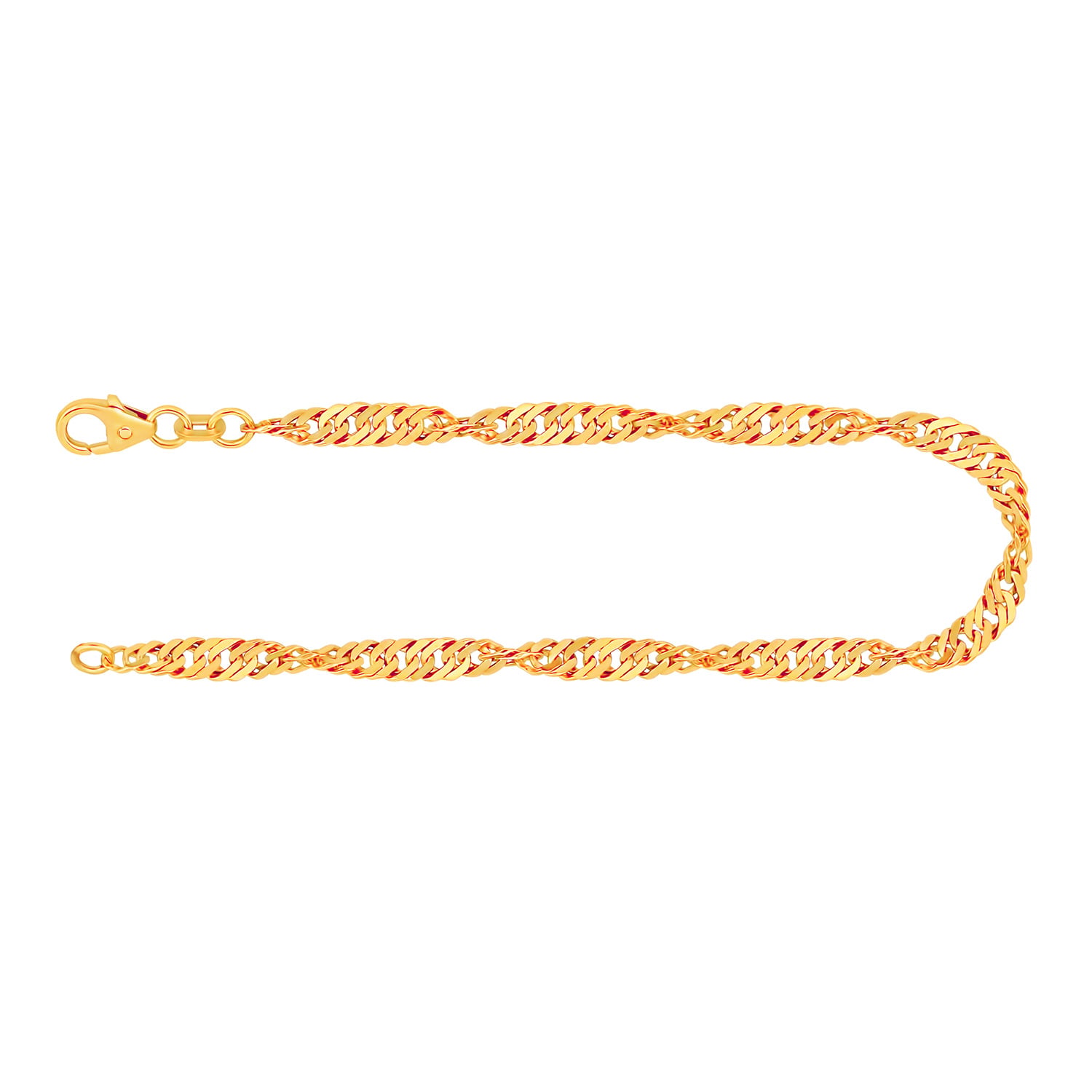 Armband als Singapurkette in Gelbgold 585 / 14K, 20 cm lang, 3.4 mm breit, Gewicht ca. 4.4 g.
