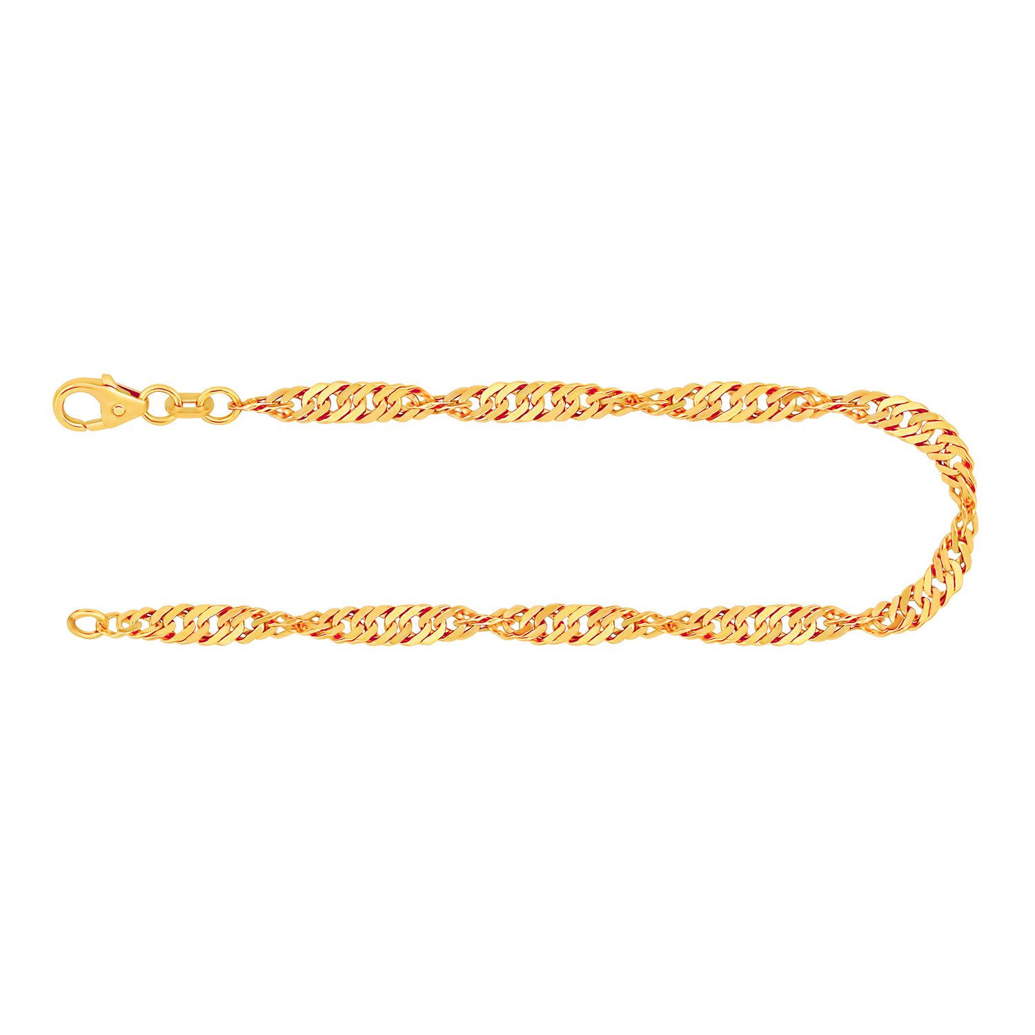 Armband als Singapurkette in Gelbgold 585 / 14 K, 23 cm lang, 3,4mm breit, Gewicht ca. 5.1 g.
