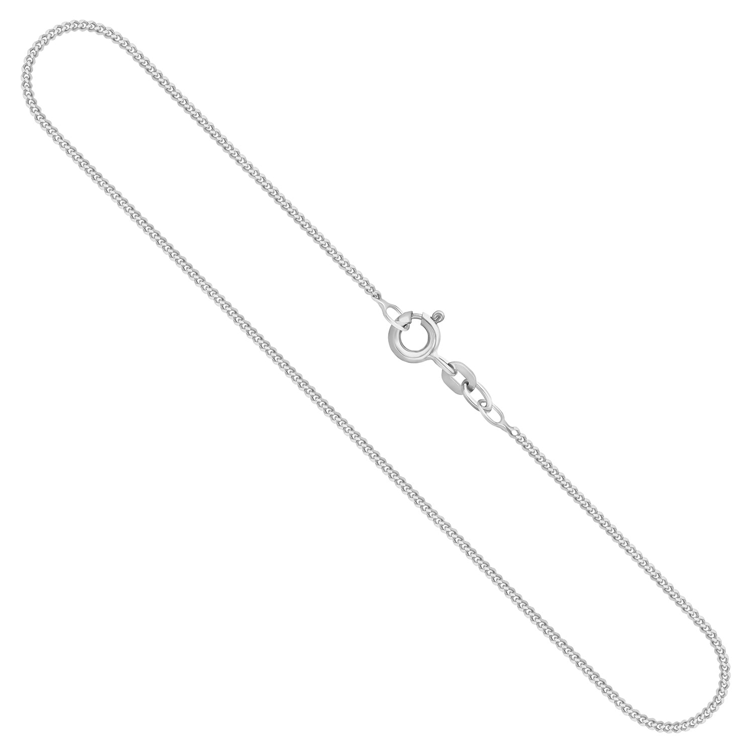 Goldkette als Panzerkette flach in Weißgold 750 / 18 Karat, 85 cm lang, 1.4 mm breit, Gewicht ca. 5.7 g.