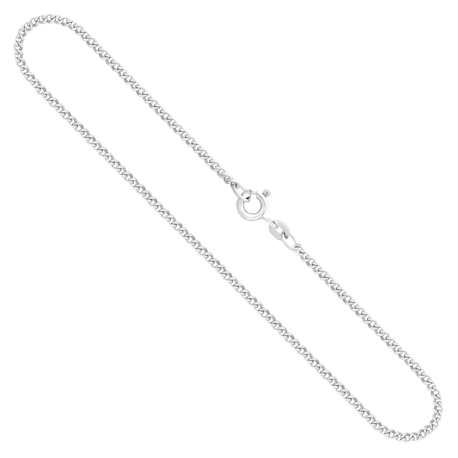 Goldkette als Panzerkette flach in Weißgold 585 / 14K, 85 cm lang, 2,1 mm breit, Gewicht ca. 12.8 g.
