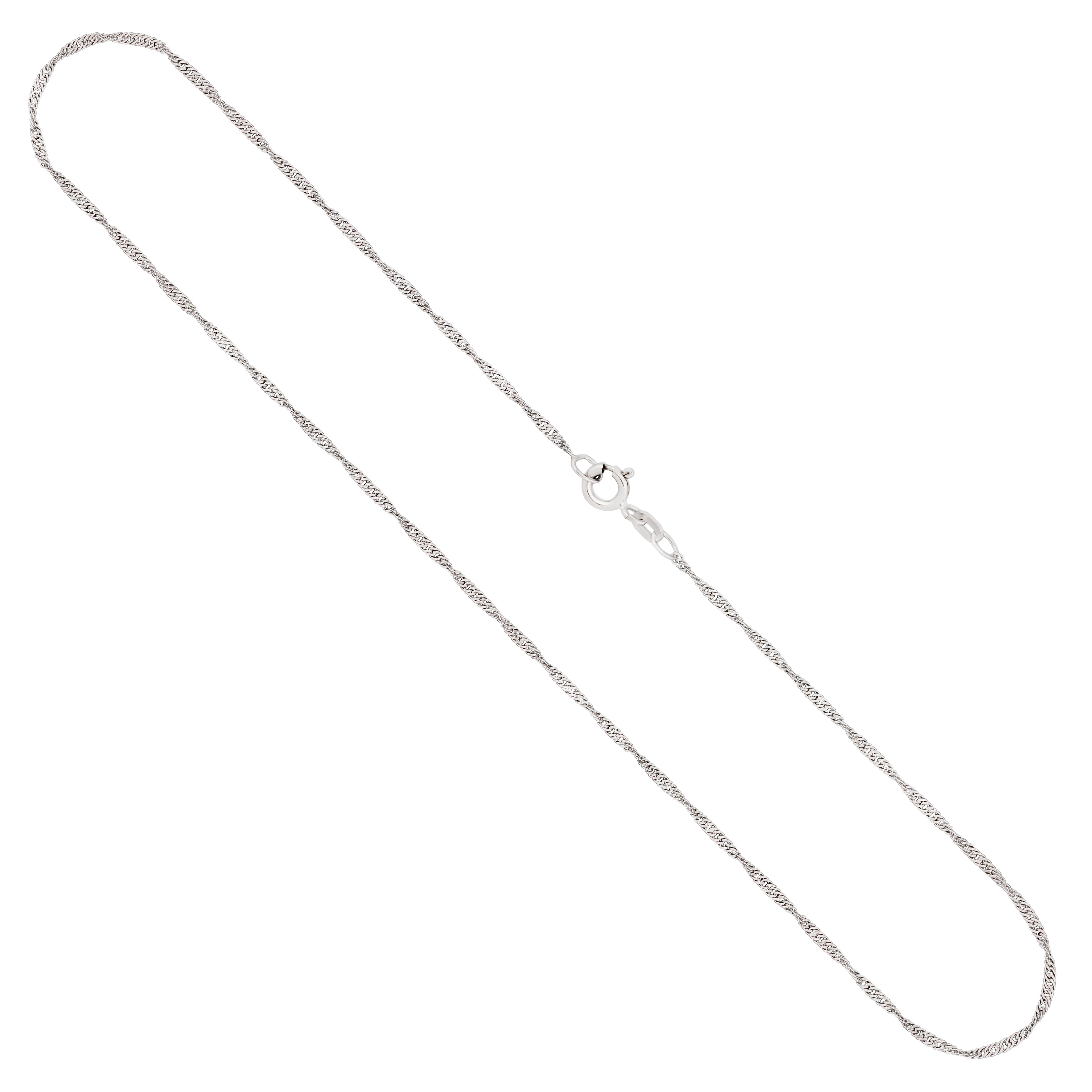 Goldkette als Singapurkette in Weißgold 585 / 14K, 70 cm lang, 1,4 mm breit, Gewicht ca. 3 g.