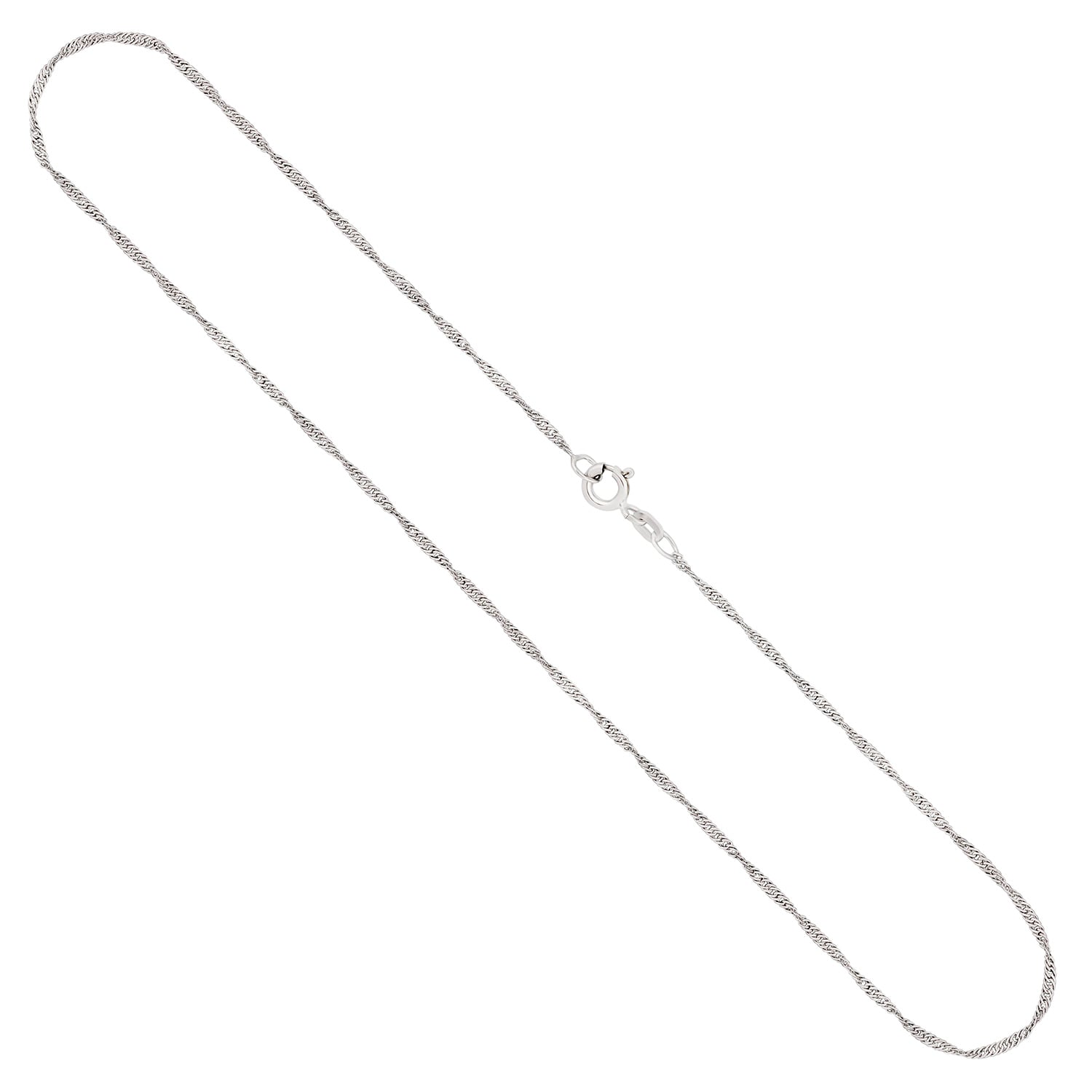 Goldkette als Singapurkette in Weißgold 585 / 14K, 40 cm lang, 1,4 mm breit, Gewicht ca. 1.7 g.