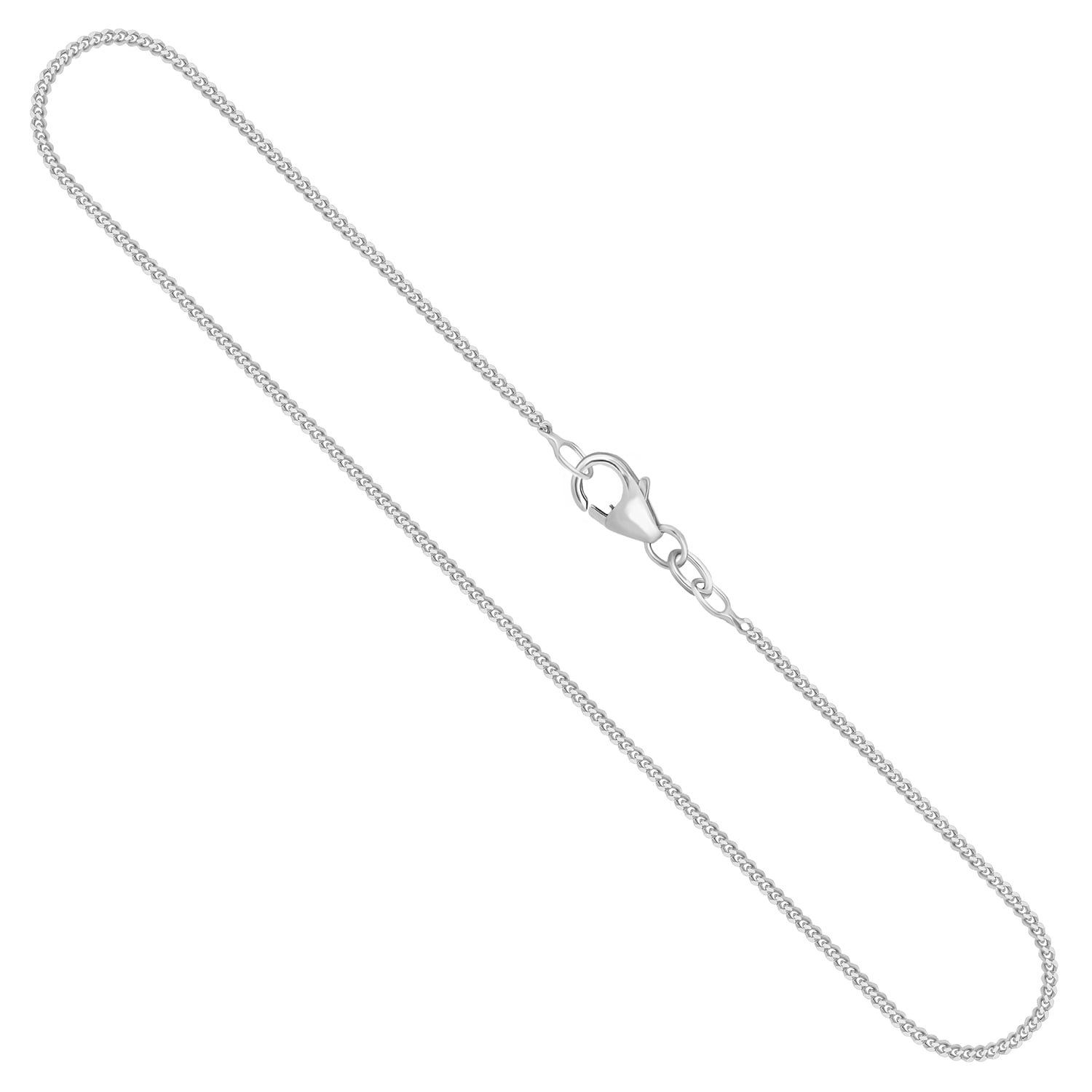 Goldkette als Panzerkette flach in Weißgold 375 / 9K, 95 cm lang, 1,4 mm breit, Gewicht ca. 5.8 g.