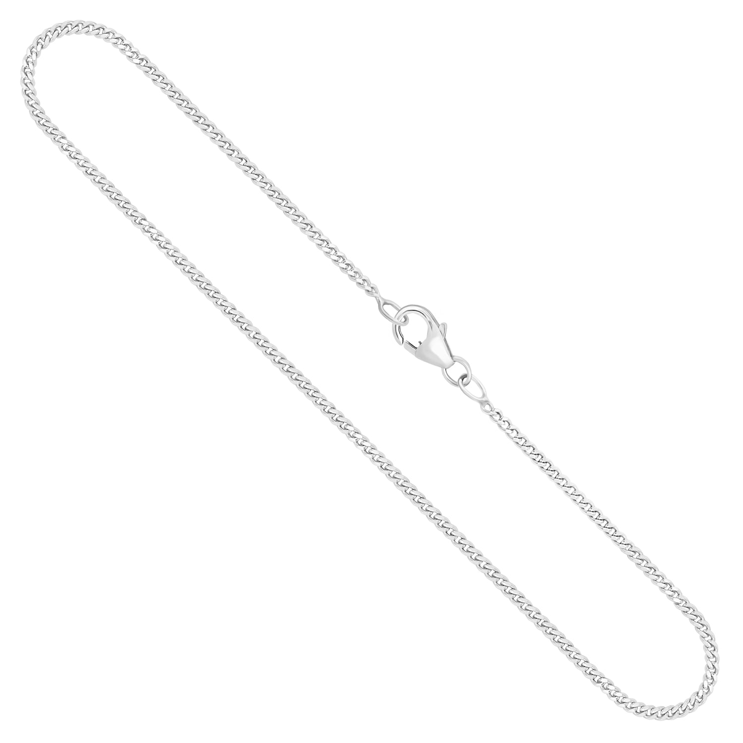 Goldkette als Panzerkette flach Weißgold 750 / 18K, 50 cm lang, 1,7 mm breit, Gewicht ca. 6.2 g.