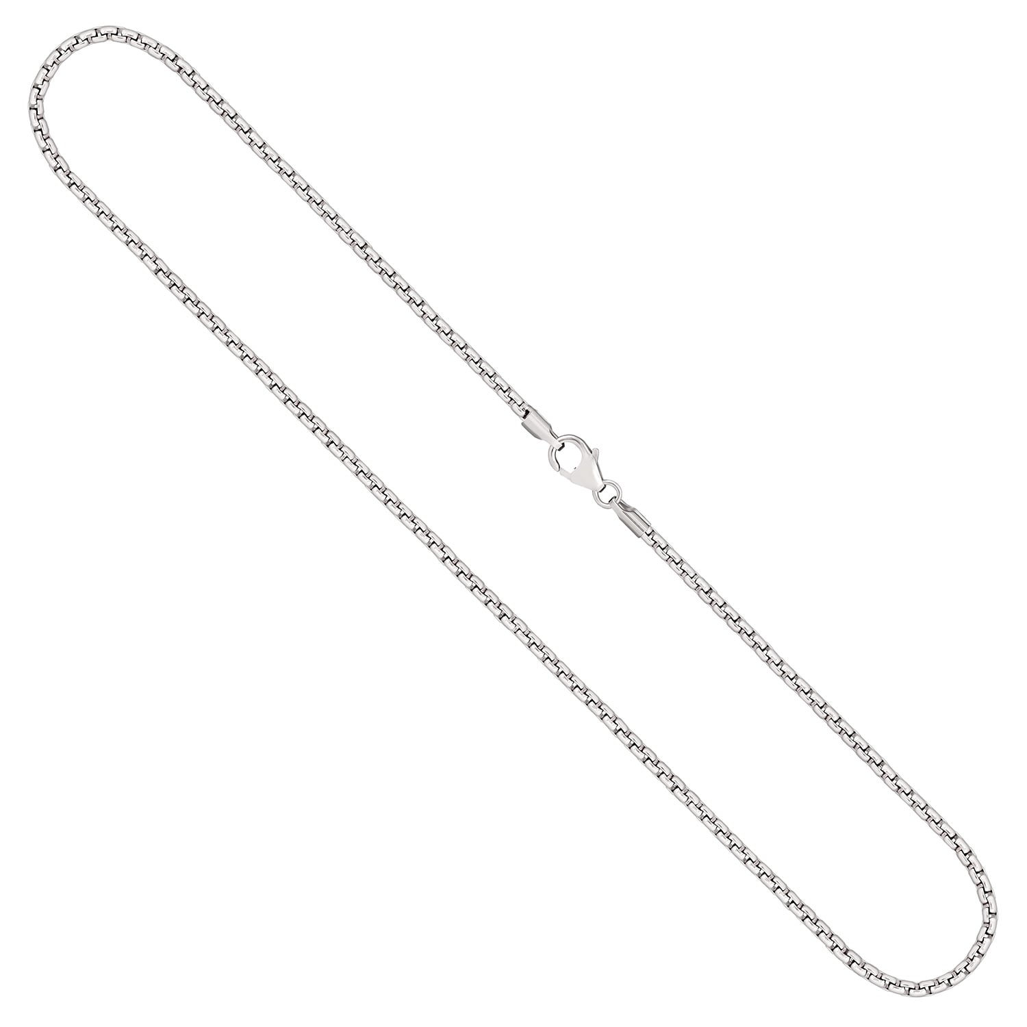 Goldkette als Venezianerkette rund geschlagen in Weißgold 585 / 14K, 90 cm lang, 2 mm breit, Gewicht ca. 20.7 g.