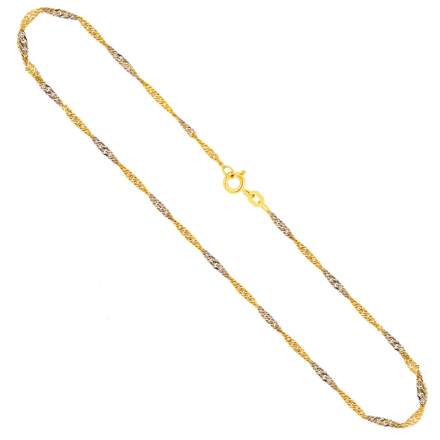 Singapurkette Bicolor in Gelbgold / Weißgold 333 / 8K, 45 cm, 1,8 mm, Gewicht ca. 2,2 g