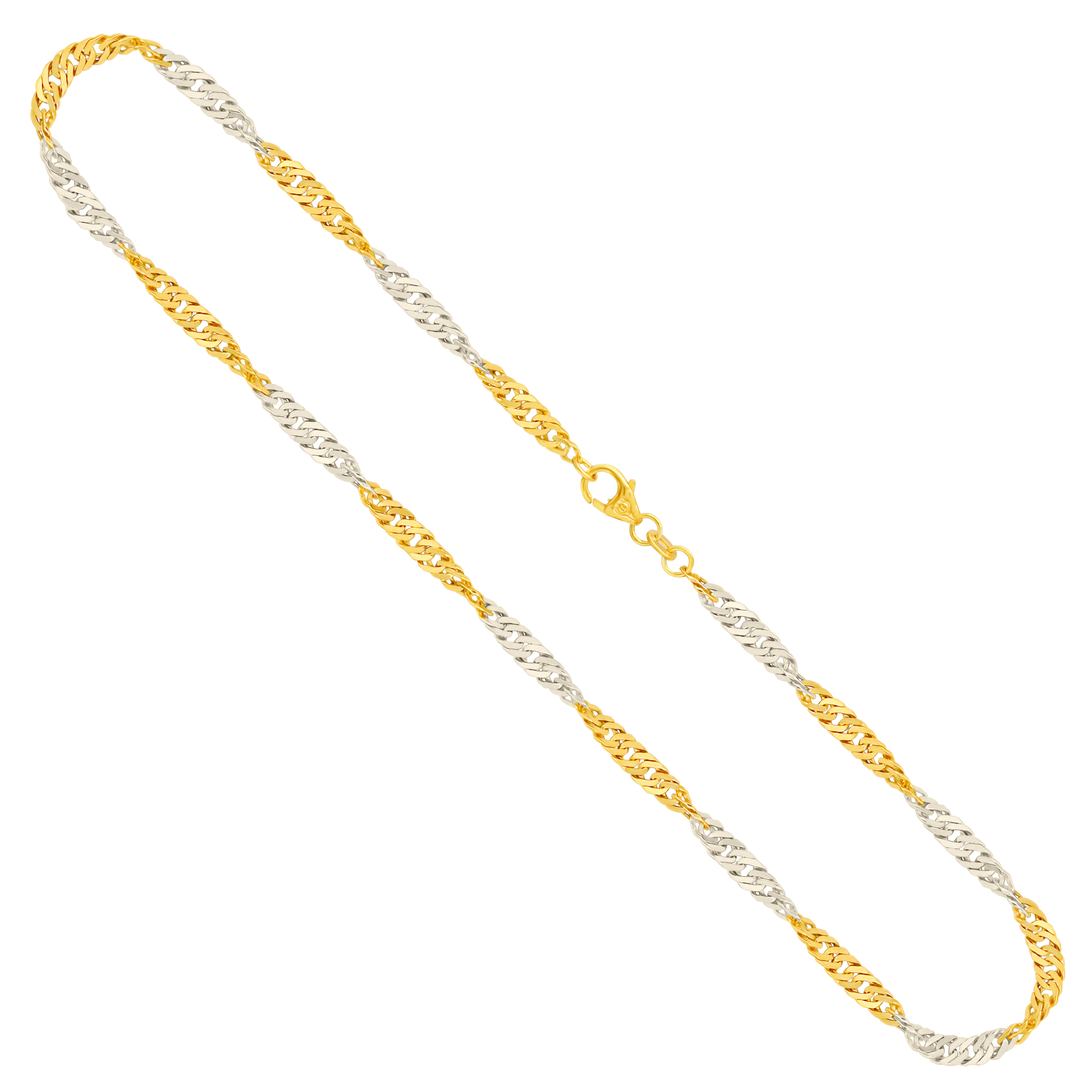 Goldkette als Singapurkette in Weißgold 333 / 8 Karat, 40 cm lang, 2.4 mm breit, Gewicht ca. 3,3 g.
