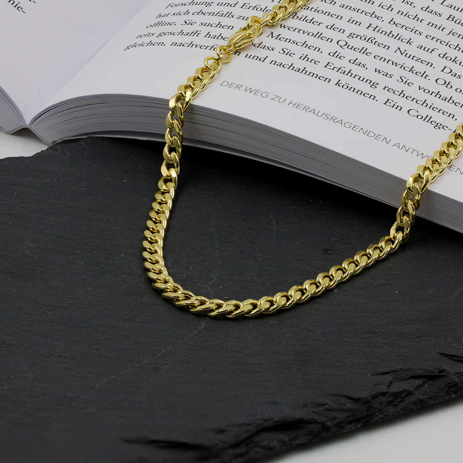 Gelbgold Panzerkette 3,6 Mm – Verschiedene Längen, Karabinerverschluss, 6,3 G