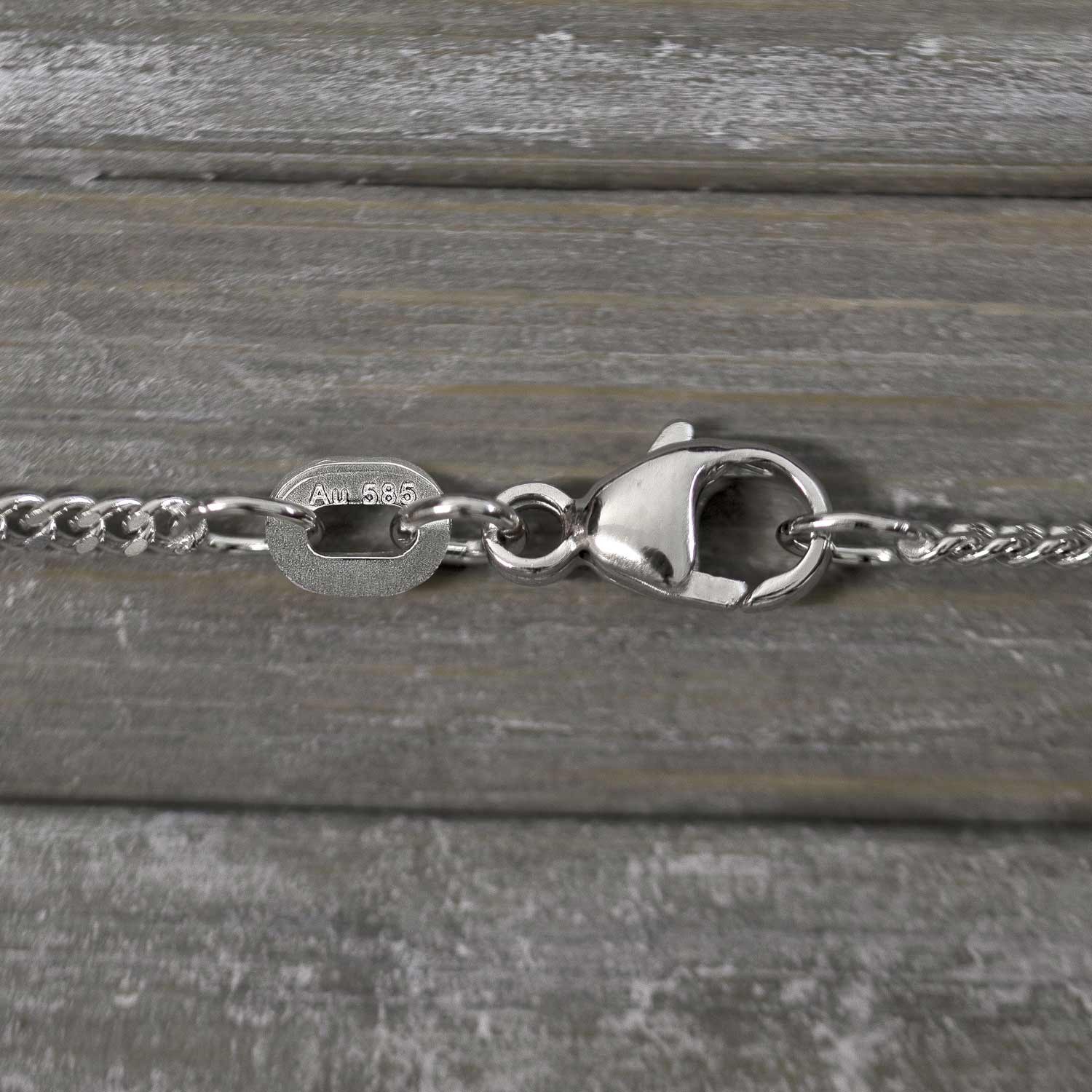 Goldkette Als Panzerkette Flach Weißgold 585 / 14K, 45 Cm Lang, 1,4 Mm