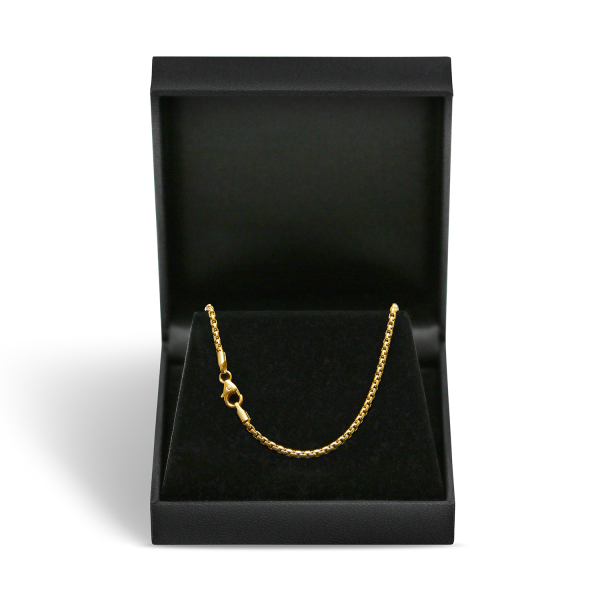 Goldkette als Venezianerkette rund geschlagen in Gelbgold 375 / 9K, 50 cm lang, 2 mm breit, Gewicht ca. 9.9 g.