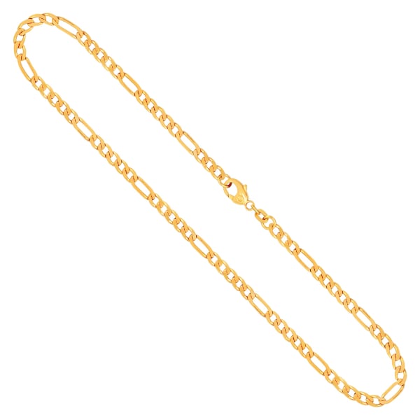 Goldkette als Figarokette diamantiert in Gelbgold 333 / 8K, 55 cm lang, 3,4 mm breit, Gewicht ca. 11.7 g.