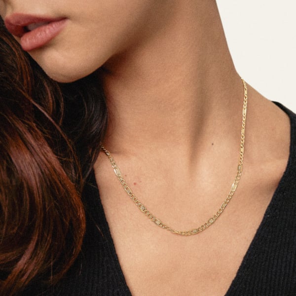 Goldkette als Fantasiekette in Gelbgold 333 / 8K, 45 cm lang, 3,5 mm breit, Gewicht ca. 3.7 g.