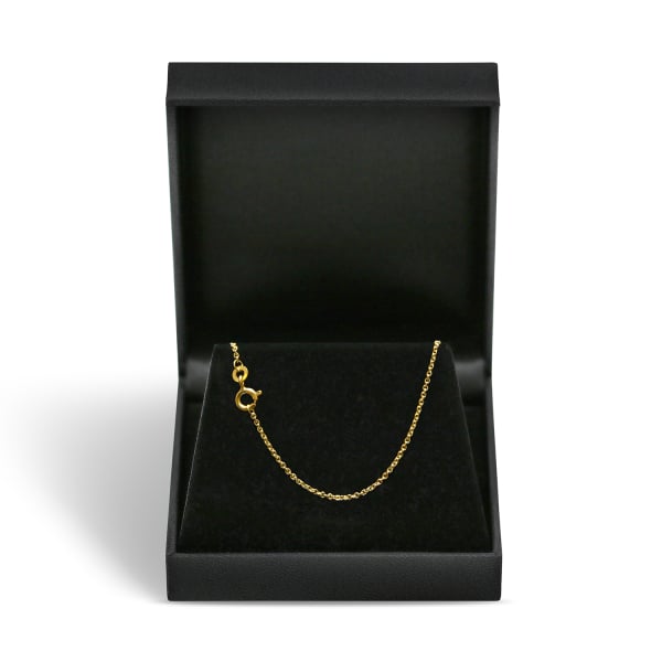 Goldkette als Ankerkette rund in Gelbgold 585 / 14K, 42 cm lang, 1,3 mm breit, Gewicht ca. 2.4 g.