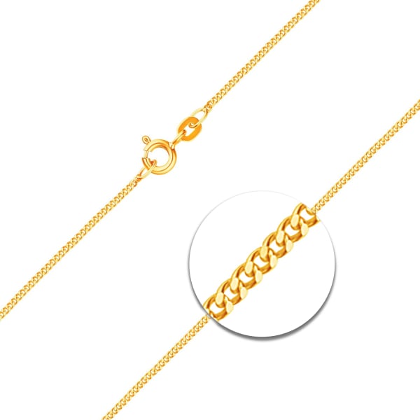 Goldkette als Panzerkette flach in Gelbgold 333 / 8K, 45 cm lang, 1,2 mm breit, Gewicht ca. 2 g.