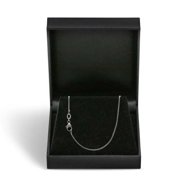 Goldkette als Ankerkette rund Weißgold 750 / 18K, 40 cm lang, 1,1 mm breit, Gewicht ca. 2.3 g.