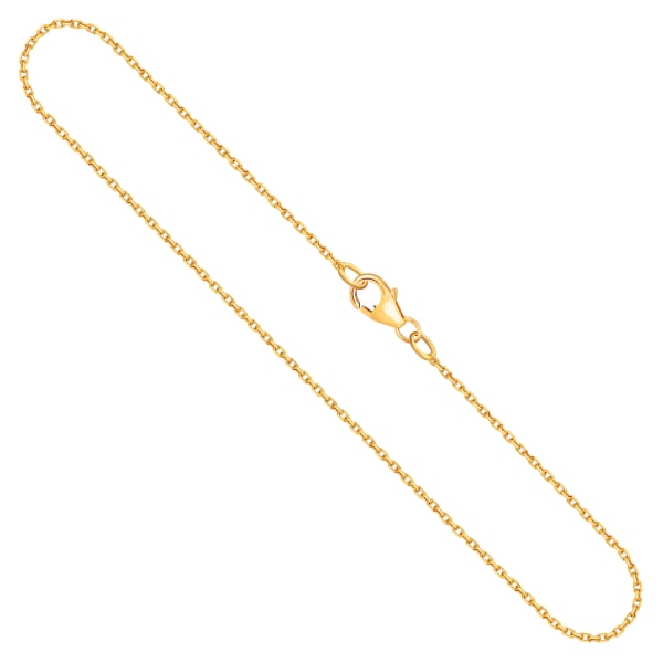 Goldkette als Ankerkette diamantiert in Gelbgold 750 / 18K, 36 cm lang, 1,3 mm breit, Gewicht ca. 2.6 g.