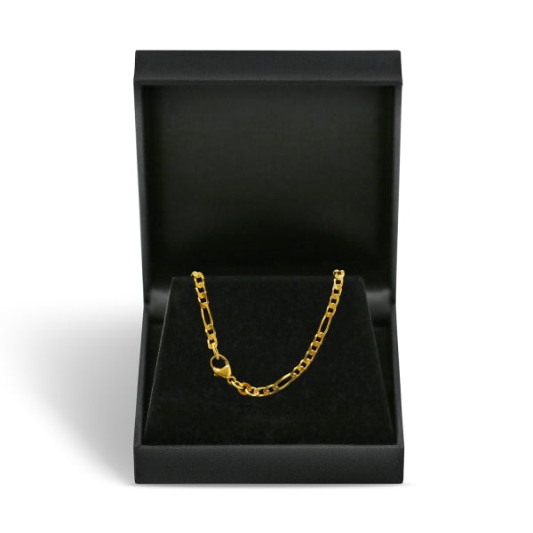 Armband als Figarokette diamantiert in Gelbgold 585 / 14K, 19 cm lang, 3,4 mm breit, Gewicht ca. 5.3 g.