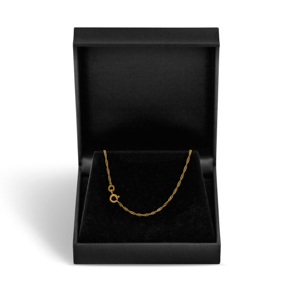 Goldkette als Singapurkette in Gelbgold 375 / 9K, 45 cm lang, 1,4 mm breit, Gewicht ca. 1.6 g.