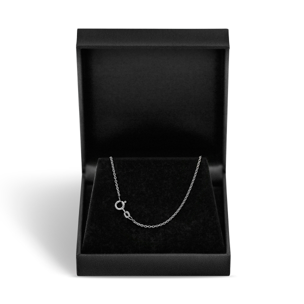 Goldkette als Ankerkette rund Weißgold 585 / 14K, 42 cm lang, 1,5 mm breit, Gewicht ca. 2.9 g.
