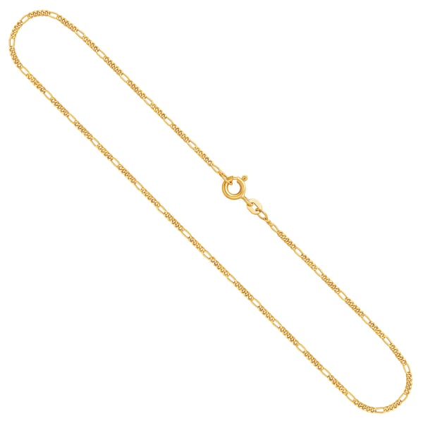Goldkette als Figarokette diamantiert in Gelbgold 585 / 14K, 40 cm lang, 1,5 mm breit, Gewicht ca. 2.1 g.