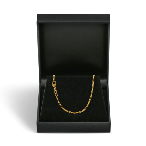 Goldkette als Panzerkette flach in Gelbgold 750 / 18K, 55 cm lang, 1,7 mm breit, Gewicht ca. 6.7 g.