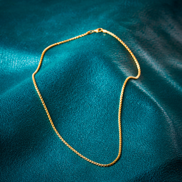 Goldkette als Venezianerkette rund geschlagen in Gelbgold 375 / 9K, 50 cm lang, 2 mm breit, Gewicht ca. 9.9 g.
