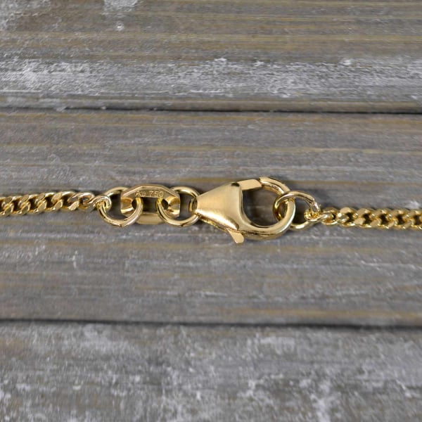 Goldkette als Panzerkette flach in Gelbgold 750 / 18K, 55 cm lang, 1,7 mm breit, Gewicht ca. 6.7 g.