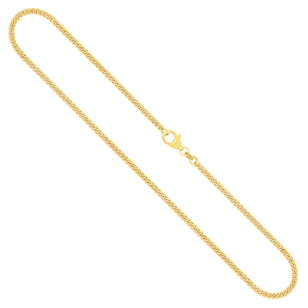 Goldkette als Panzerkette flach 1,1 Höhe in Gelbgold 333 / 8K, 70 cm lang, 2,4 mm breit, Gewicht ca. 11 g.
