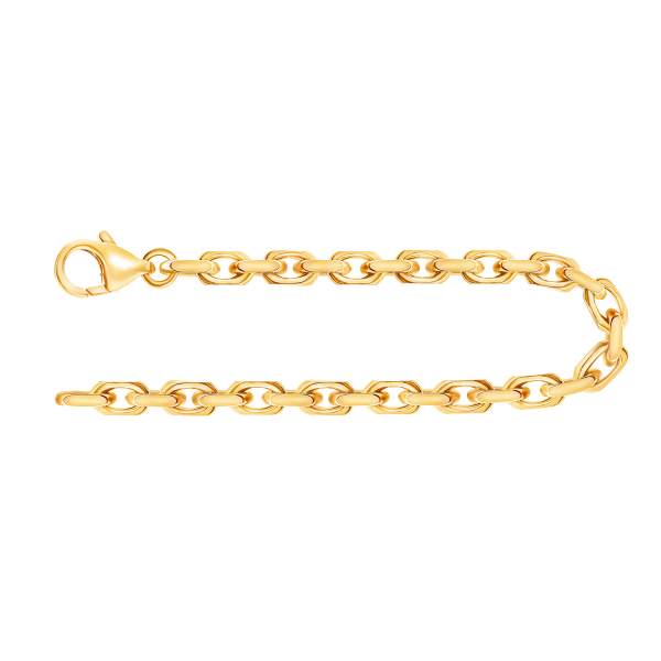 Armband als Ankerkette diamantiert in Gelbgold 585 / 14K, 19 cm lang, 3,8 mm breit, Gewicht ca. 13.9 g.