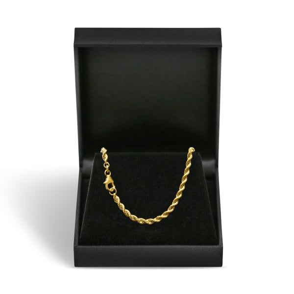 Goldkette als Kordelkette hohl in Gelbgold 585 / 14K, 45 cm lang, 3,3 mm breit, Gewicht ca. 7.4 g.