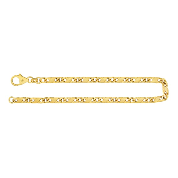 Armband als Dollarkette satiniert in Gelbgold 585 / 14K, 19 cm lang, 3,7 mm breit, Gewicht ca. 8.2 g.