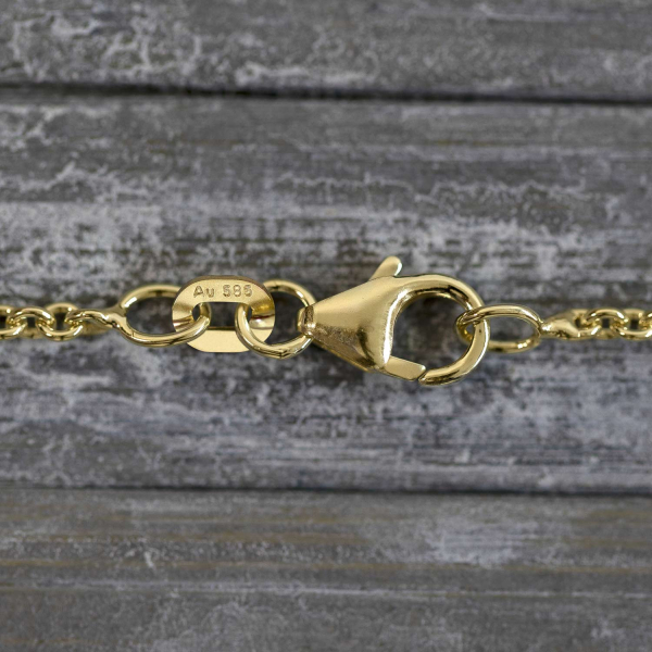 Goldkette als Ankerkette rund in Gelbgold 585 / 14K, 60 cm lang, 2 mm breit, Gewicht ca. 7.2 g.