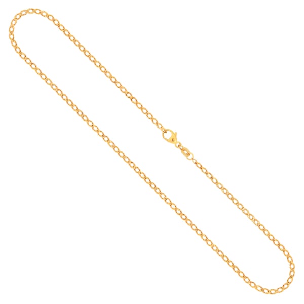 Goldkette als Zwillingspanzerkette in Gelbgold 585 / 14K, 45 cm lang, 2,1 mm breit, Gewicht ca. 3 g.