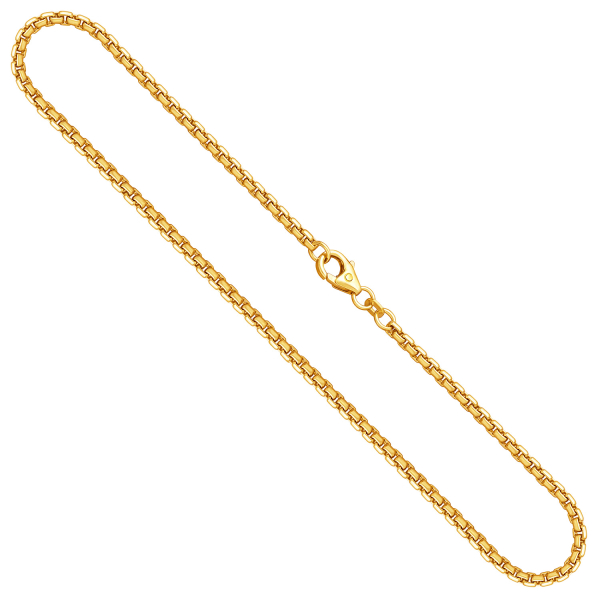 Goldkette als Venezianerkette rund geschlagen in Gelbgold 375 / 9K, 50 cm lang, 2,7 mm breit, Gewicht ca. 16.3 g.
