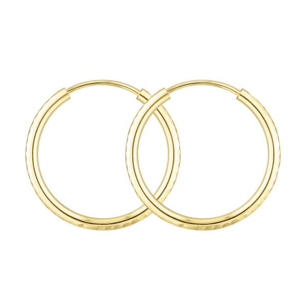 Ohrringe, Creolen, Gelbgold 585 / 14K, Außendurchmesser 20 mm, Breite 2 mm, Gewicht ca. 0.8 g