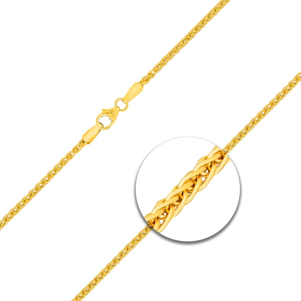 Goldkette als Zopfkette in Gelbgold 585 / 14K, 50 cm lang, 2,1 mm breit, Gewicht ca. 8.5 g.