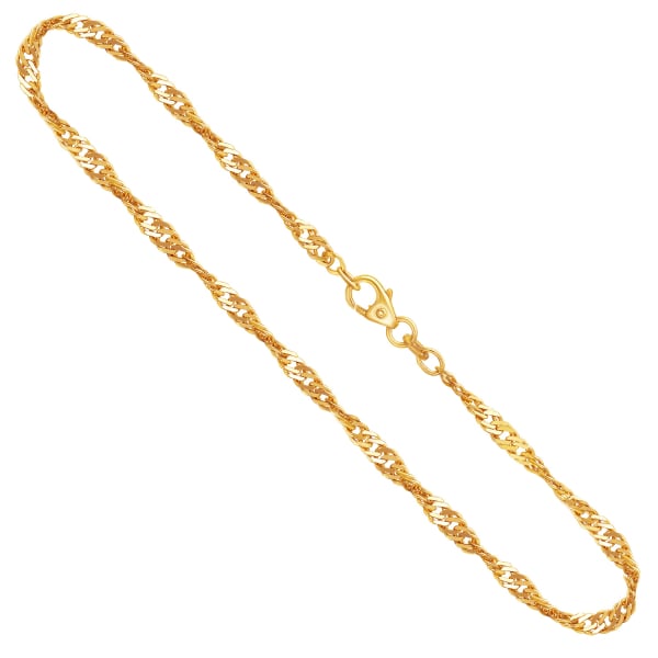 Goldkette als Singapurkette in Gelbgold 333 / 8K, 45 cm lang, 2,9 mm breit, Gewicht ca. 5.6 g.