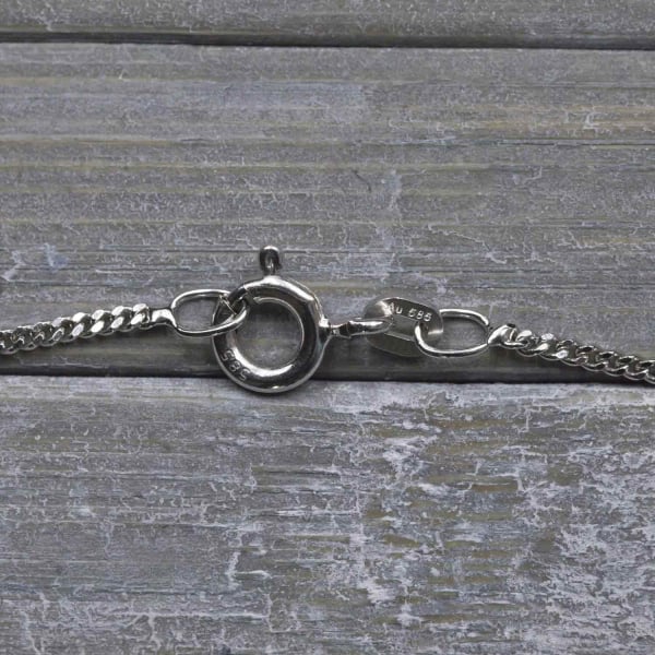 Goldkette als Panzerkette flach Weißgold 585 / 14K, 50 cm lang, 1,4 mm breit, Gewicht ca. 3.5 g.