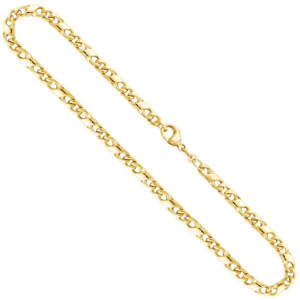 Goldkette als Dollarkette satiniert in Gelbgold 333 / 8K, 50 cm lang, 4,9 mm breit, Gewicht ca. 30 g.