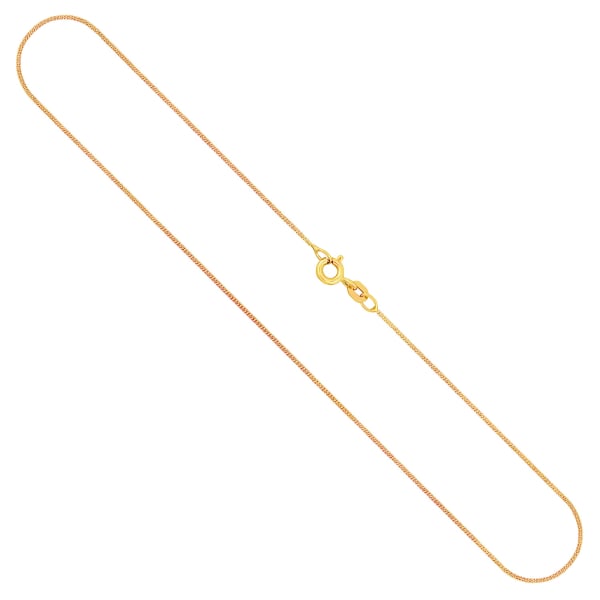 Goldkette als Panzerkette flach in Gelbgold 333 / 8K, 36 cm lang, 1,1 mm breit, Gewicht ca. 1.2 g.