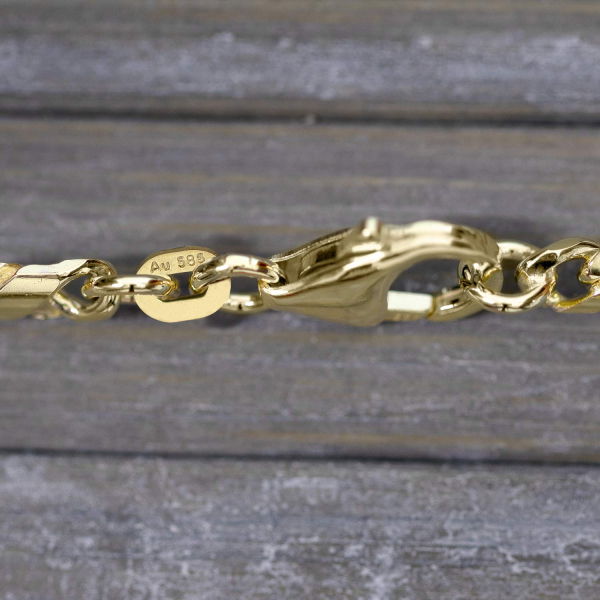 Goldkette als Dollarkette in Gelbgold 585 / 14K, 50 cm lang, 3,7 mm breit, Gewicht ca. 22.4 g.