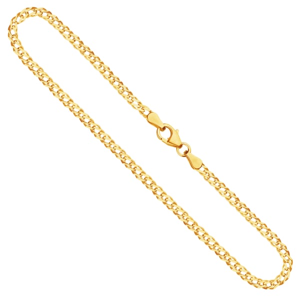 Goldkette als Zwillingspanzerkette in Gelbgold 585 / 14K, 45 cm lang, 2,9 mm Breit, Gewicht ca. 5.0 g.