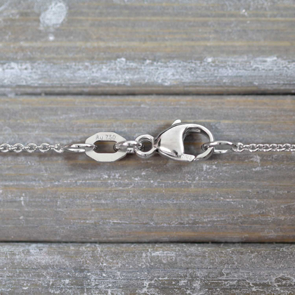 Goldkette als Ankerkette rund Weißgold 750 / 18K, 40 cm lang, 1,1 mm breit, Gewicht ca. 2.3 g.